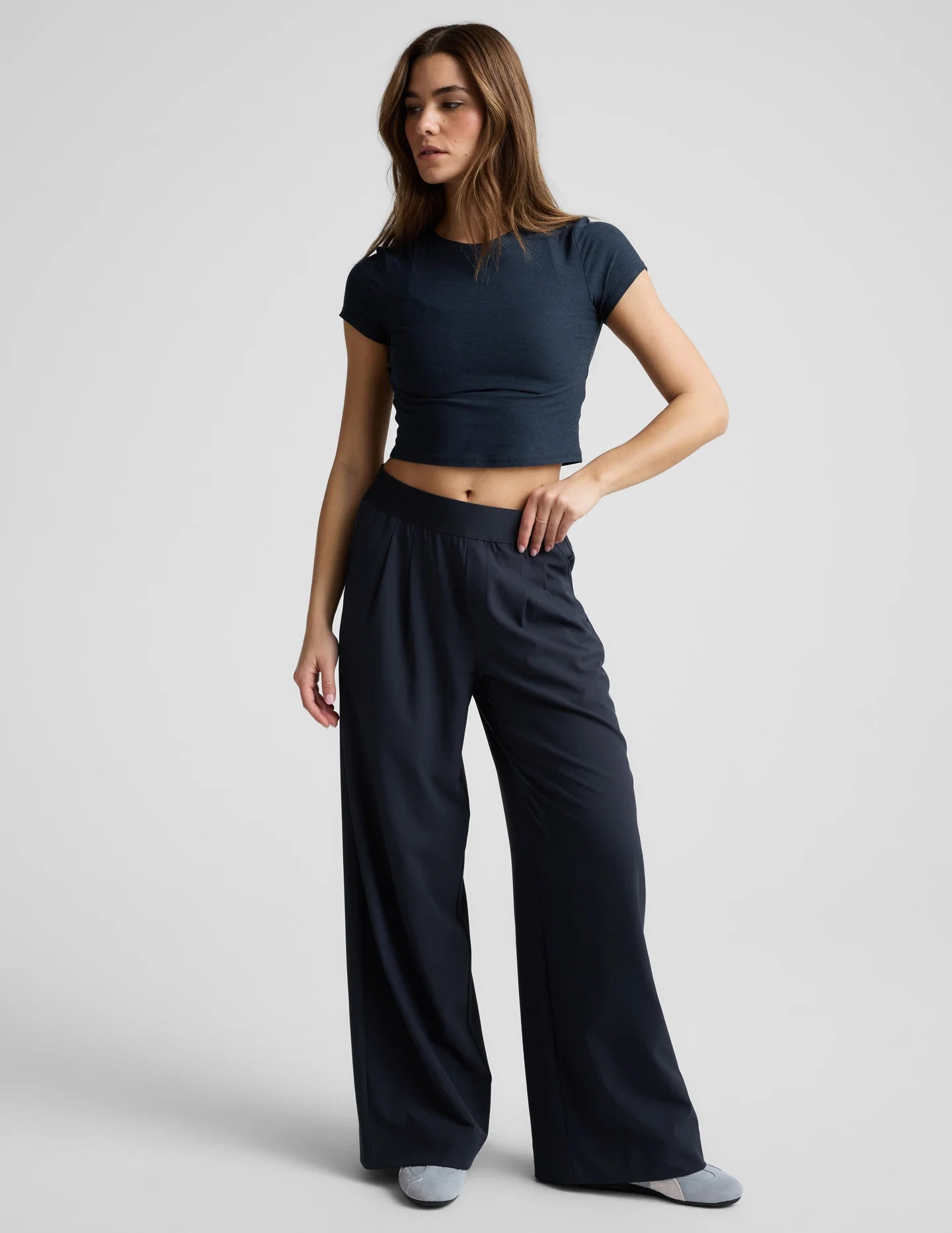 Elasticated Wide Leg Pant - Nocturnal Navy