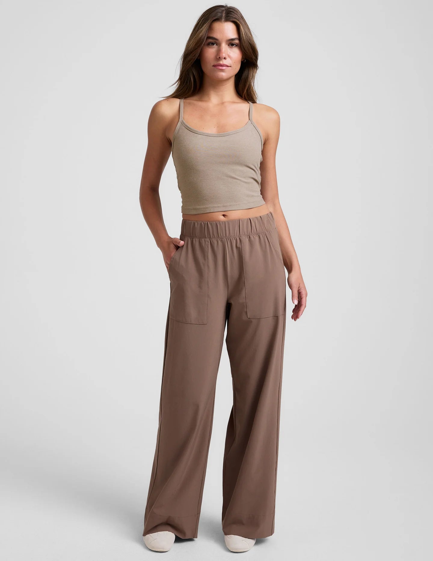 Midtown Cropped Jacket/Easy Wide Leg Pant - Khaki