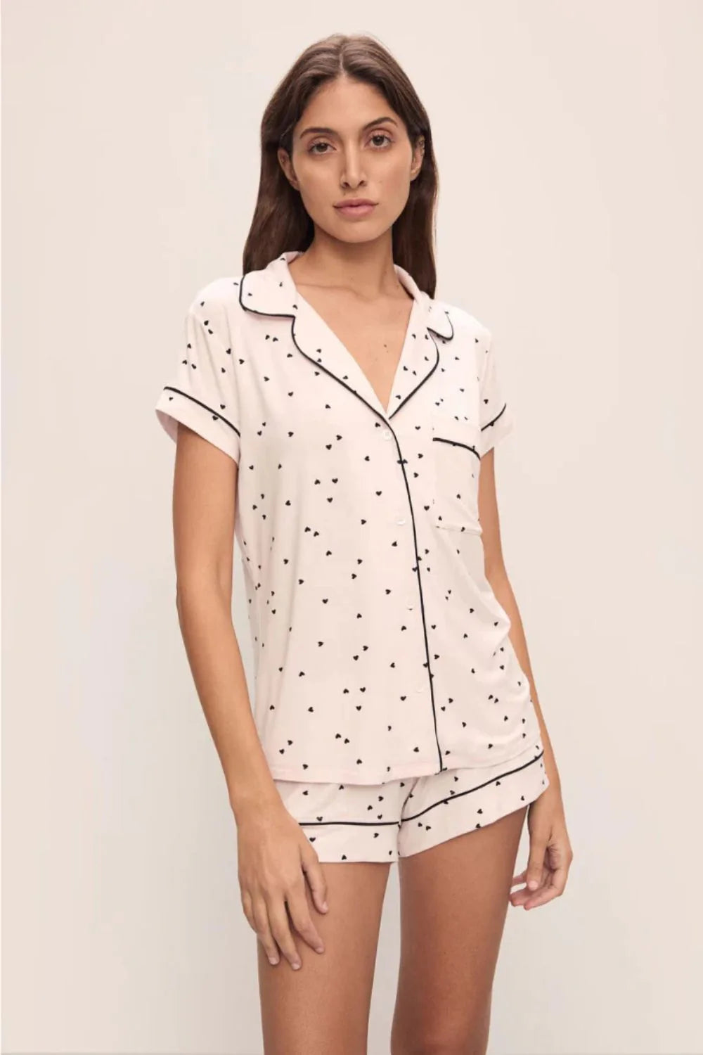 Gisele Printed Shortie PJ Set - Little Heart Sorbet