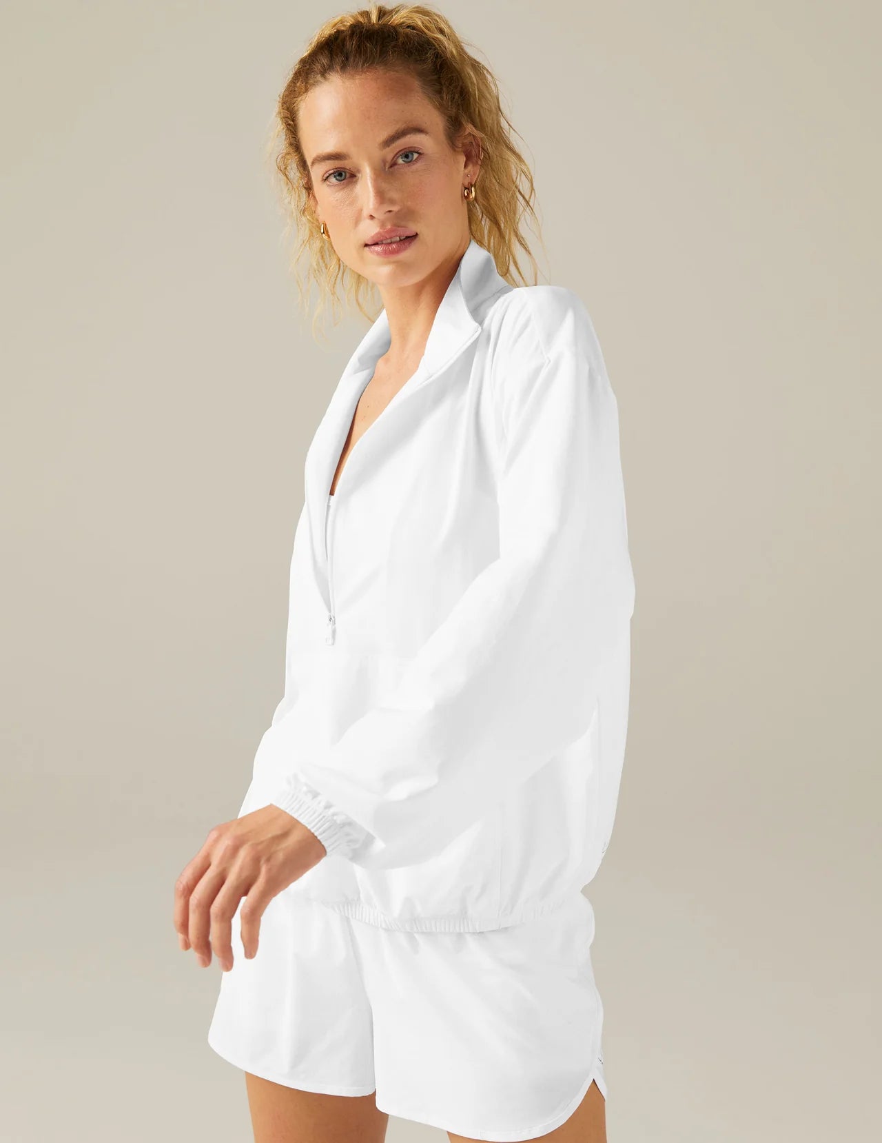 In Stride Half Zip Pullover - White