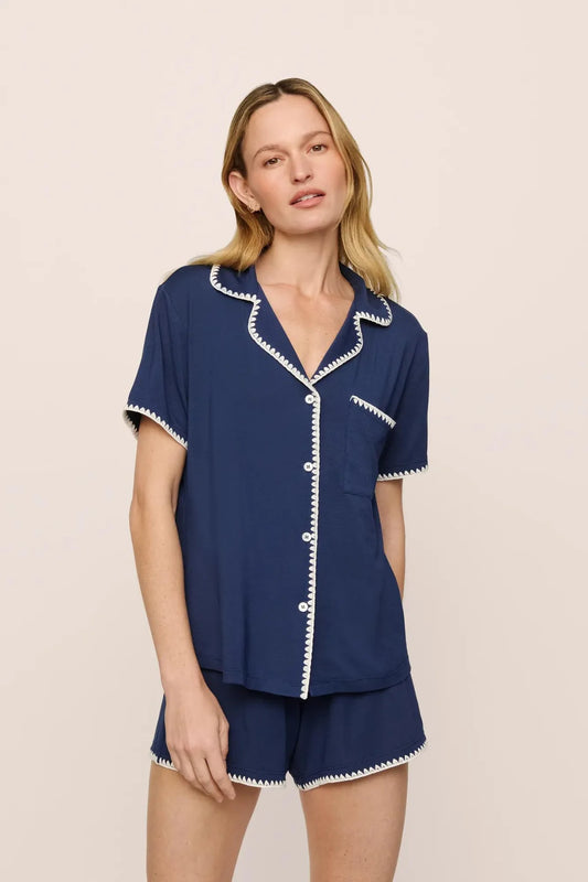 Frida Relaxed Short PJ Set - Navy/Ivory