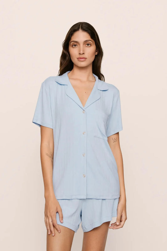 Gisele Rib Short PJ Set - Nantucket Blue
