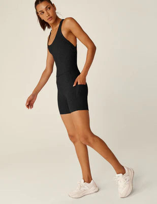 Routine Ribbed Biker Jumpsuit - Black Onyx