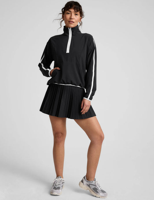 Stretch Woven Contrast Pullover - Black/White