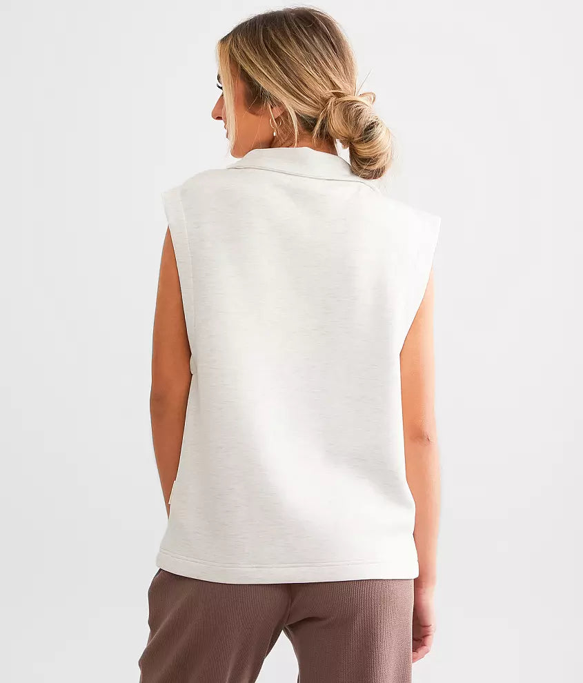 Magnolia Half Zip Tank - Ivory Marble