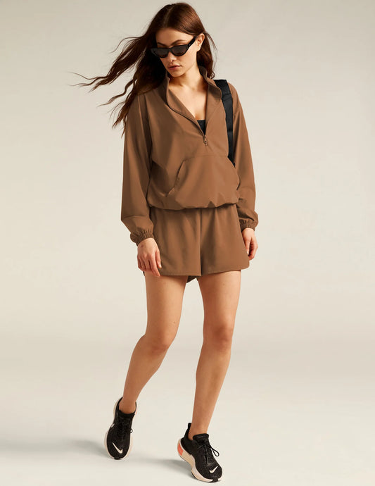 In stride Pullover/Short Set - Toffee