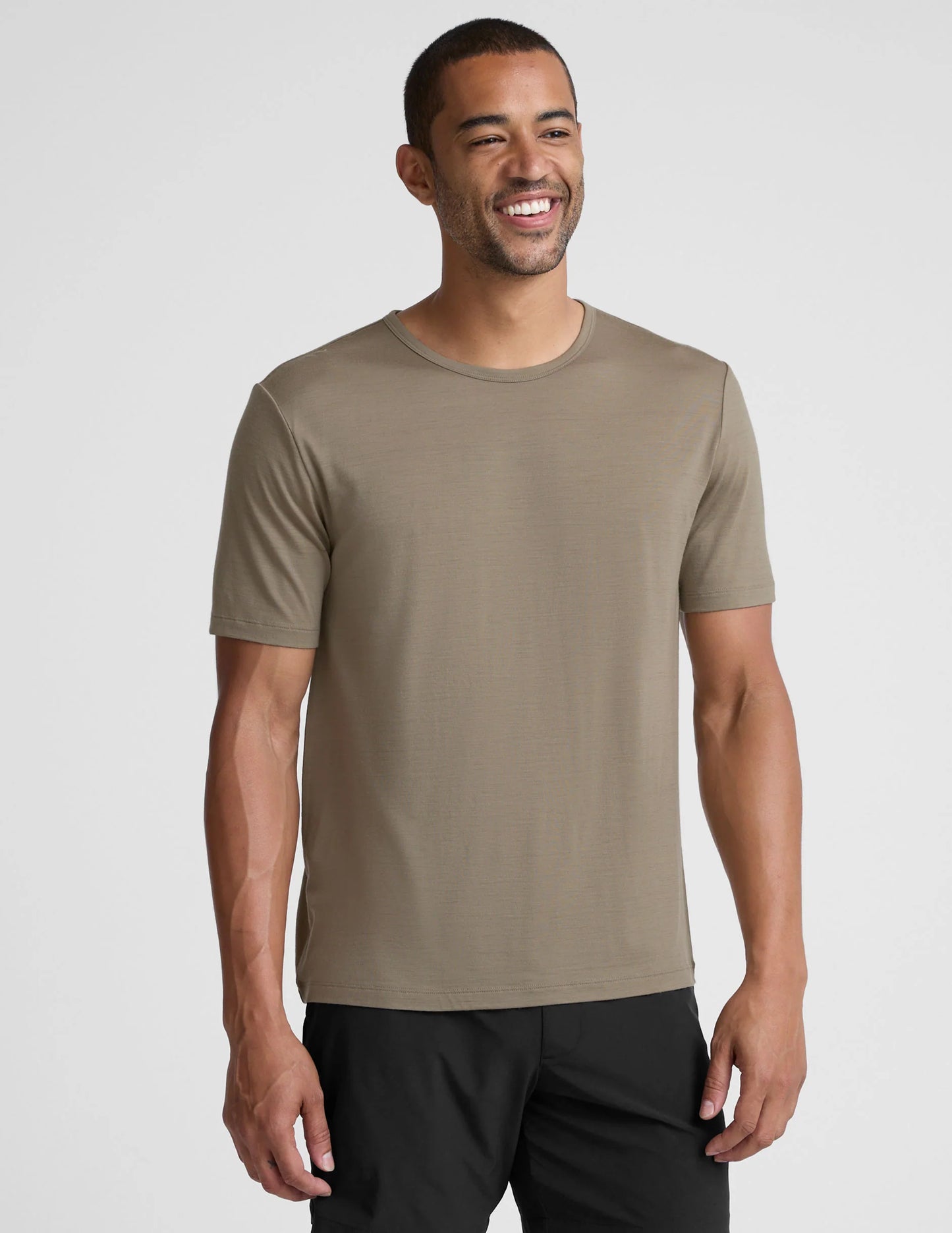 Merino Short Slv Crew - Mushroom