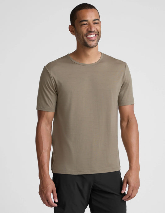 Merino Short Slv Crew - Mushroom