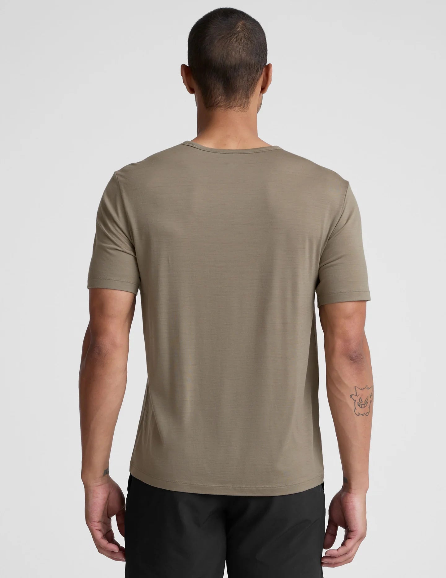 Merino Short Slv Crew - Mushroom