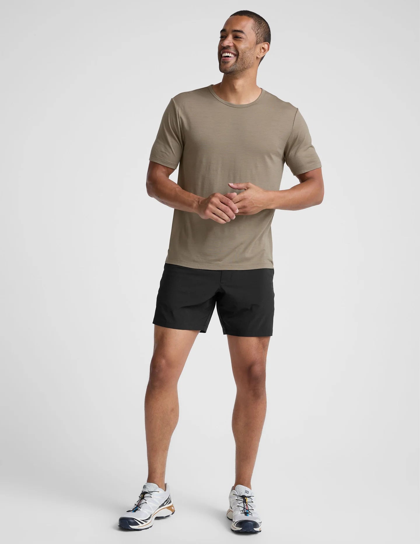 Merino Short Slv Crew - Mushroom