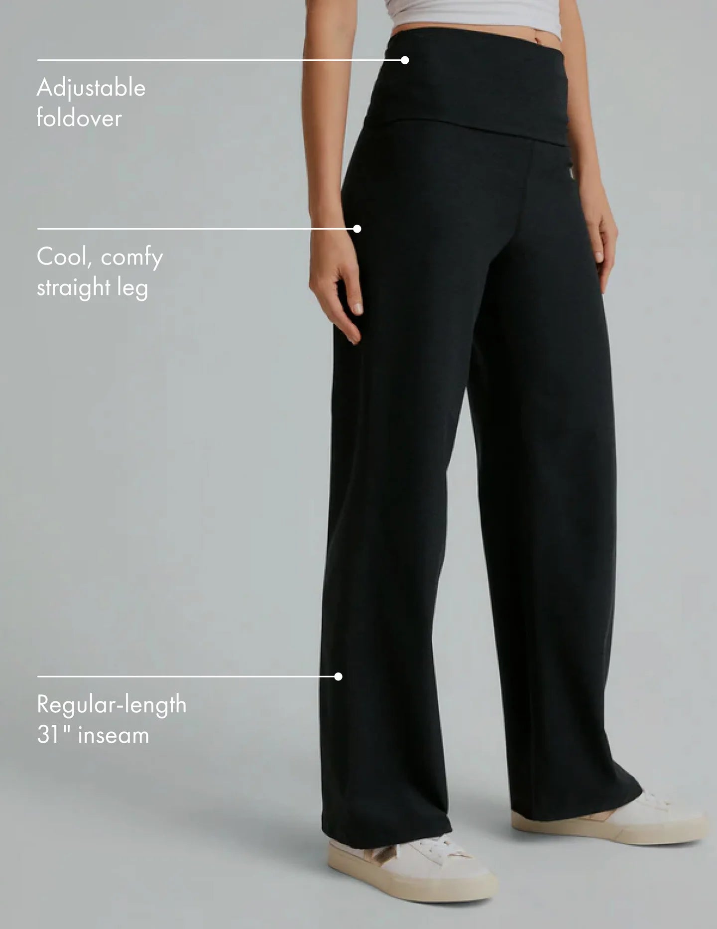 Foldover Wide Leg Pant - Darkest Night