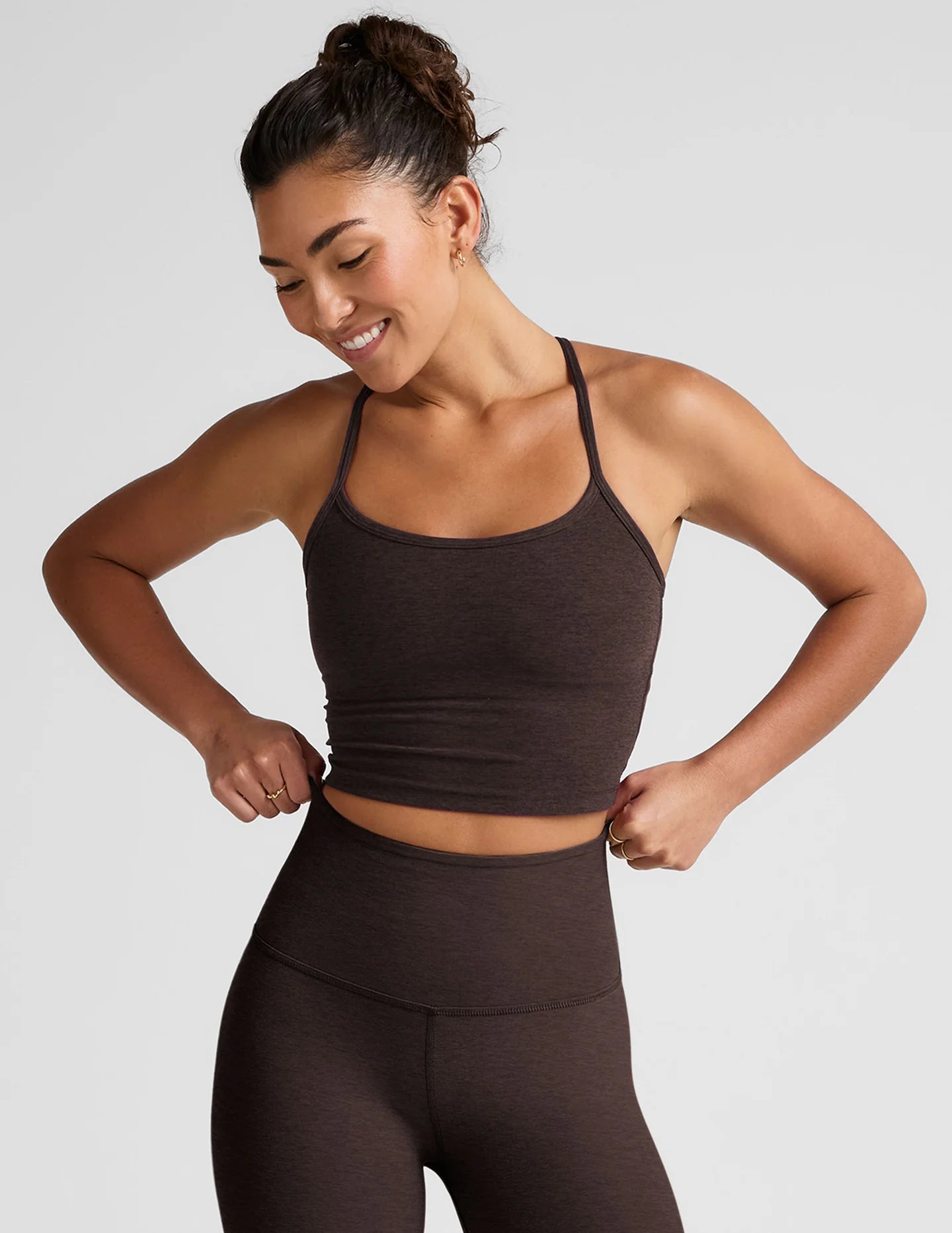 Slim Racerback Cropped Tank - Dark Chocolate
