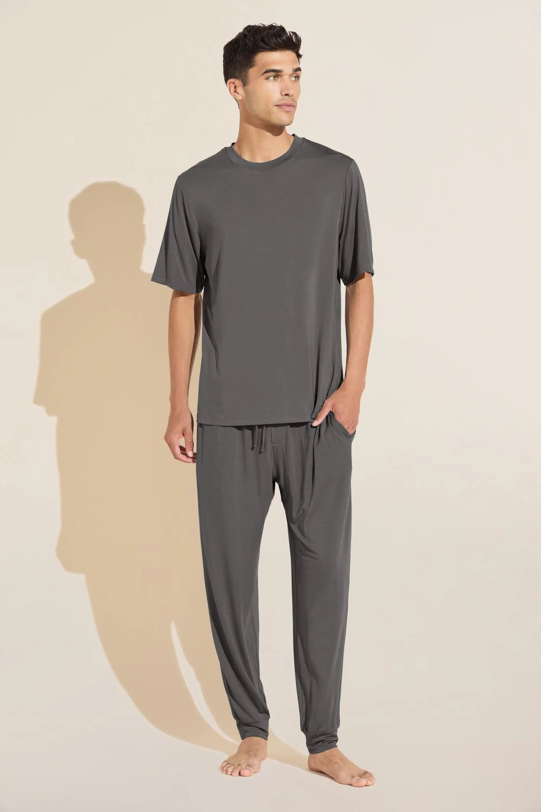 Henry Short Slv Long PJ Set - Charcoal