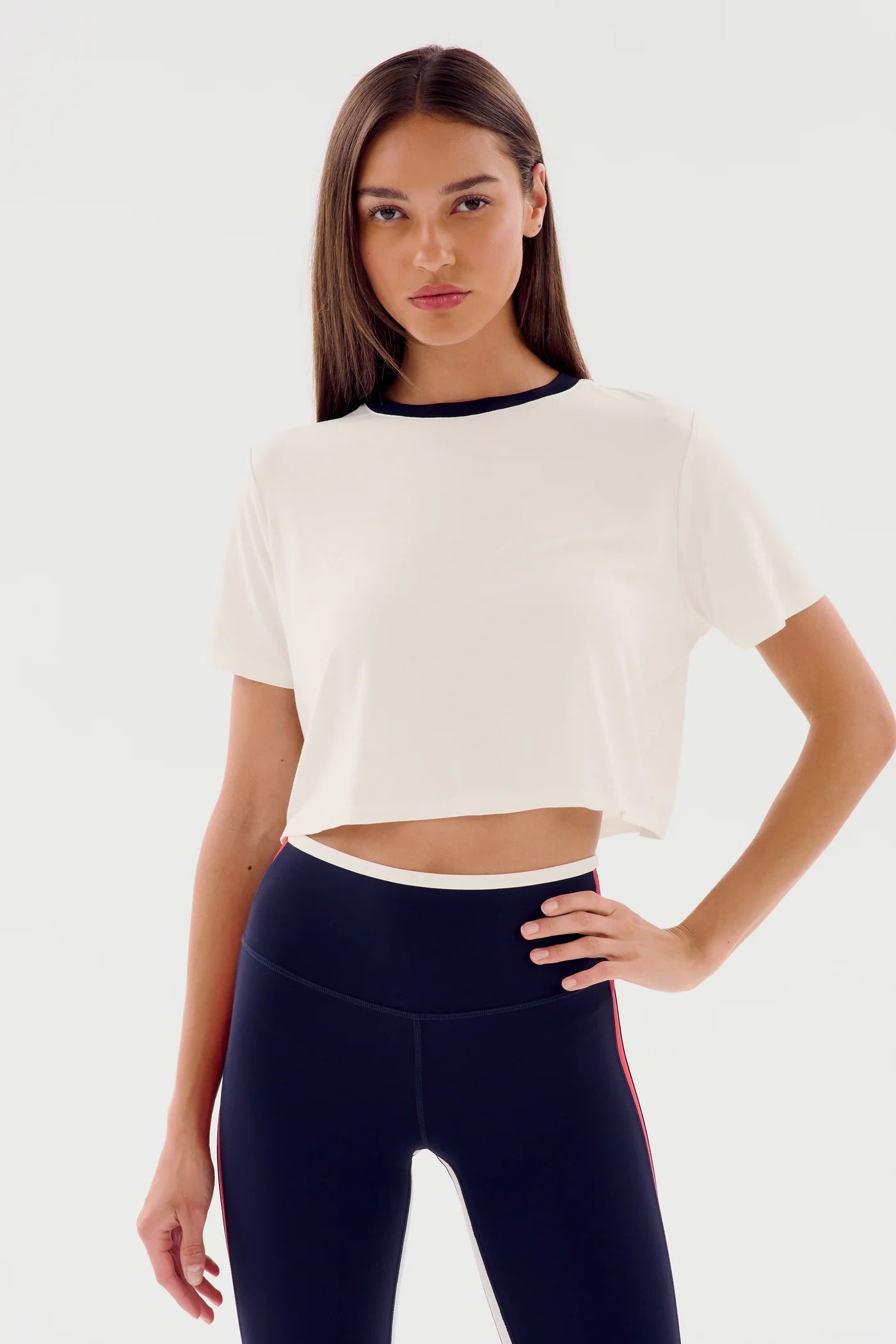 Djuna Crop Tee - White/Indigo