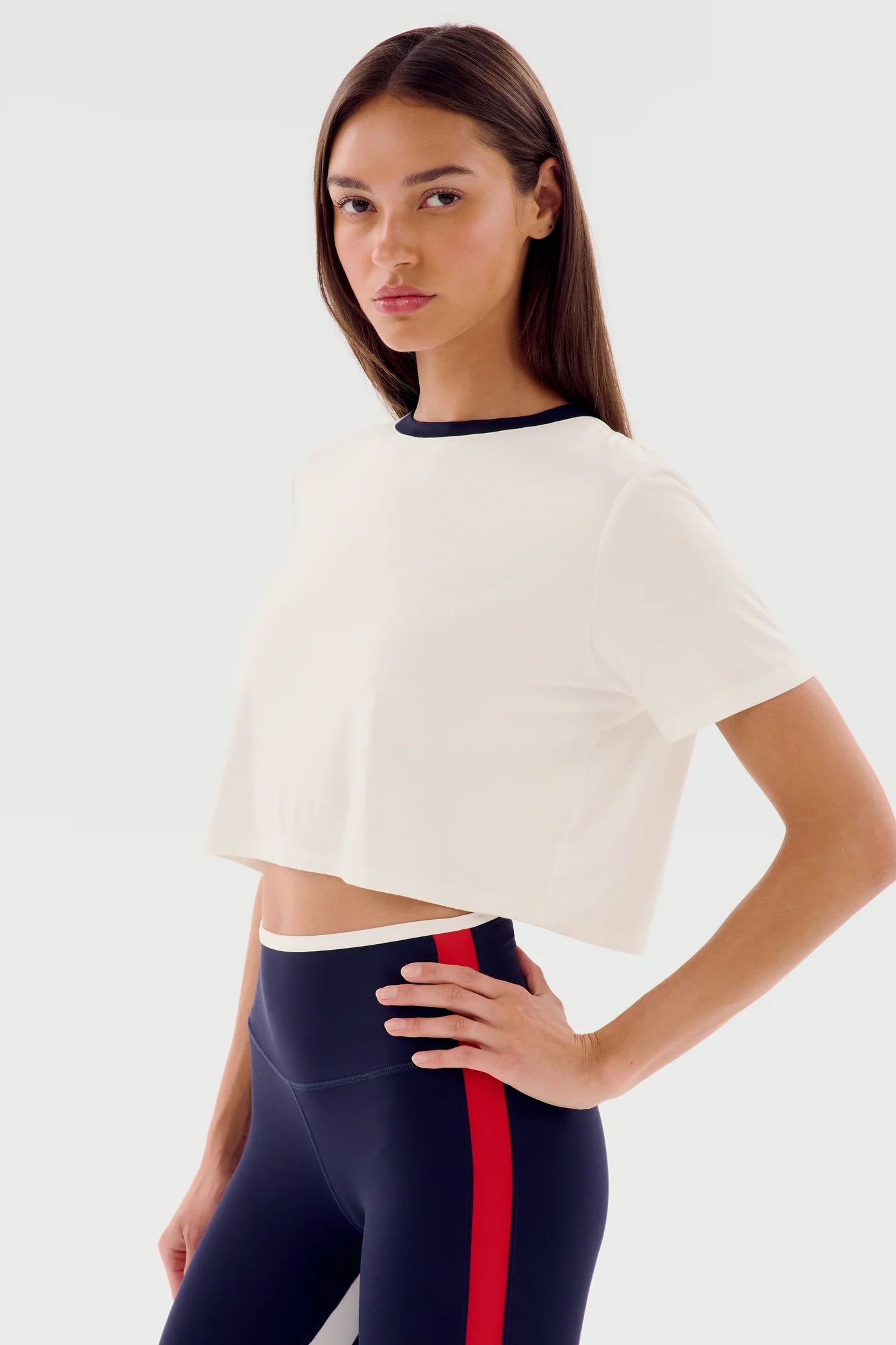 Djuna Crop Tee - White/Indigo