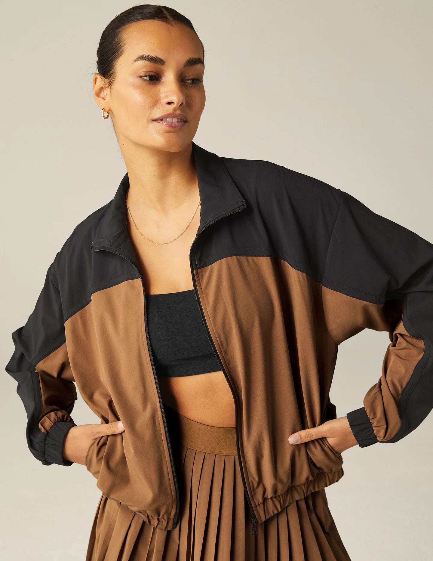 Colorblock Go Retro Jacket - Deep Tan