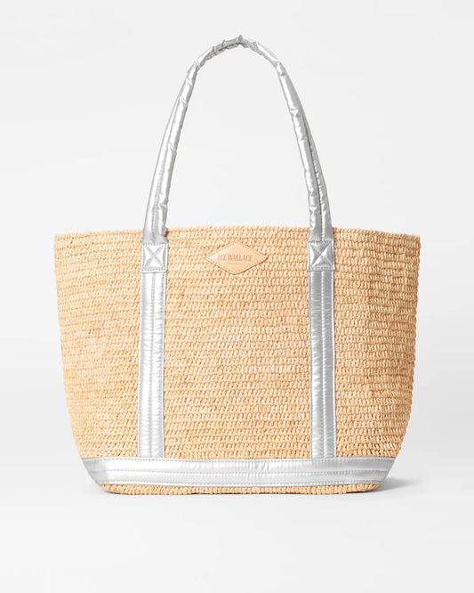 Raffia Tote M - Silver Matte