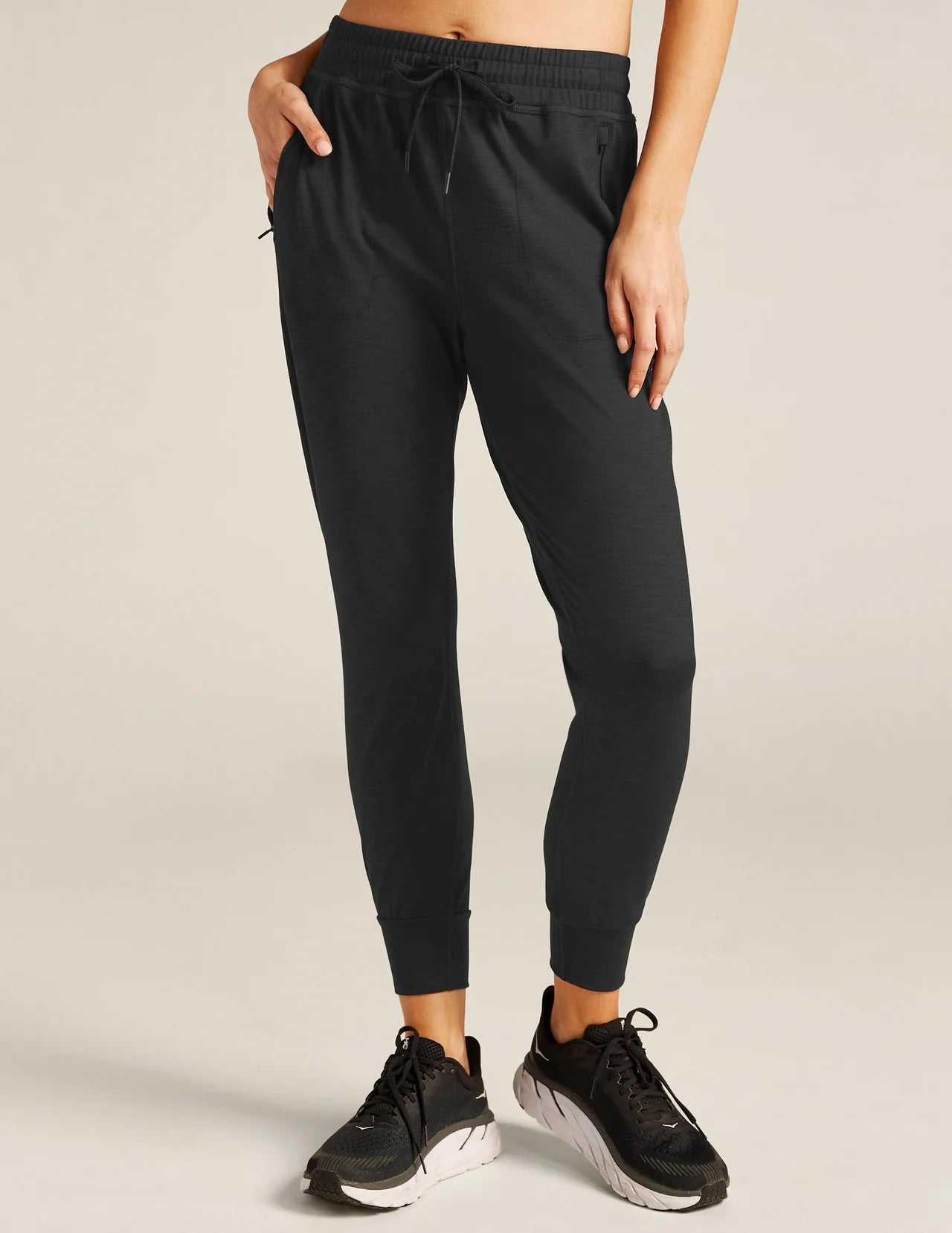 Heather Rib Street Jogger - Black