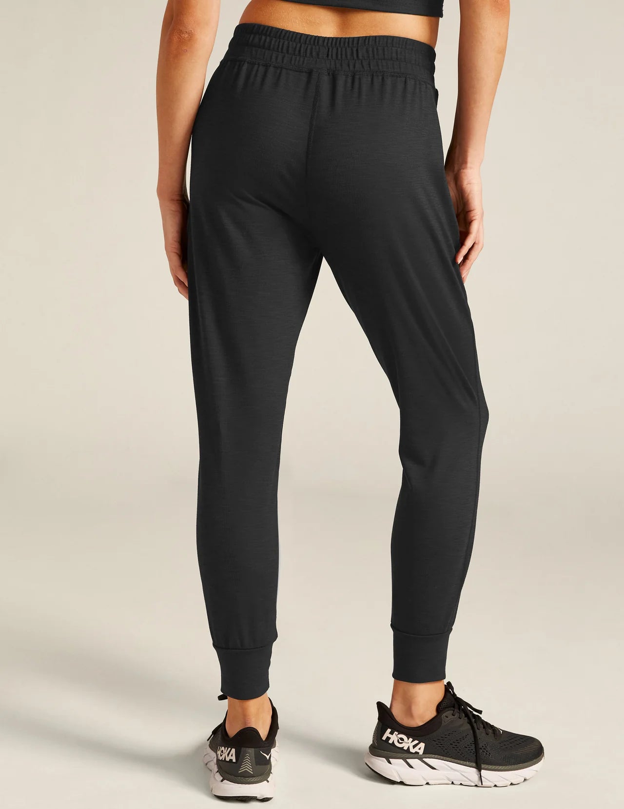 Heather Rib Street Jogger - Black