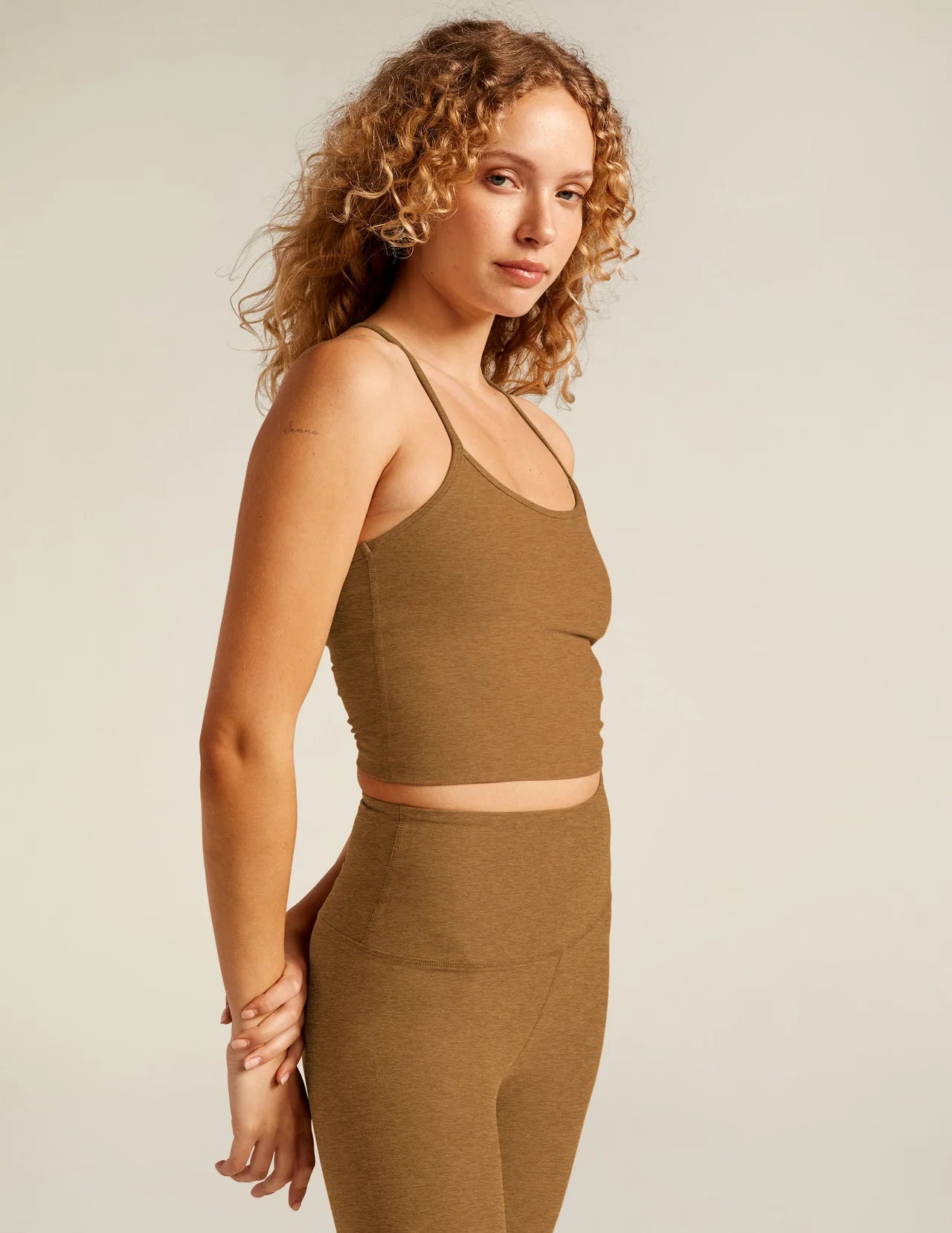 Slim Racerback Cropped Tank - Caramel Toffee