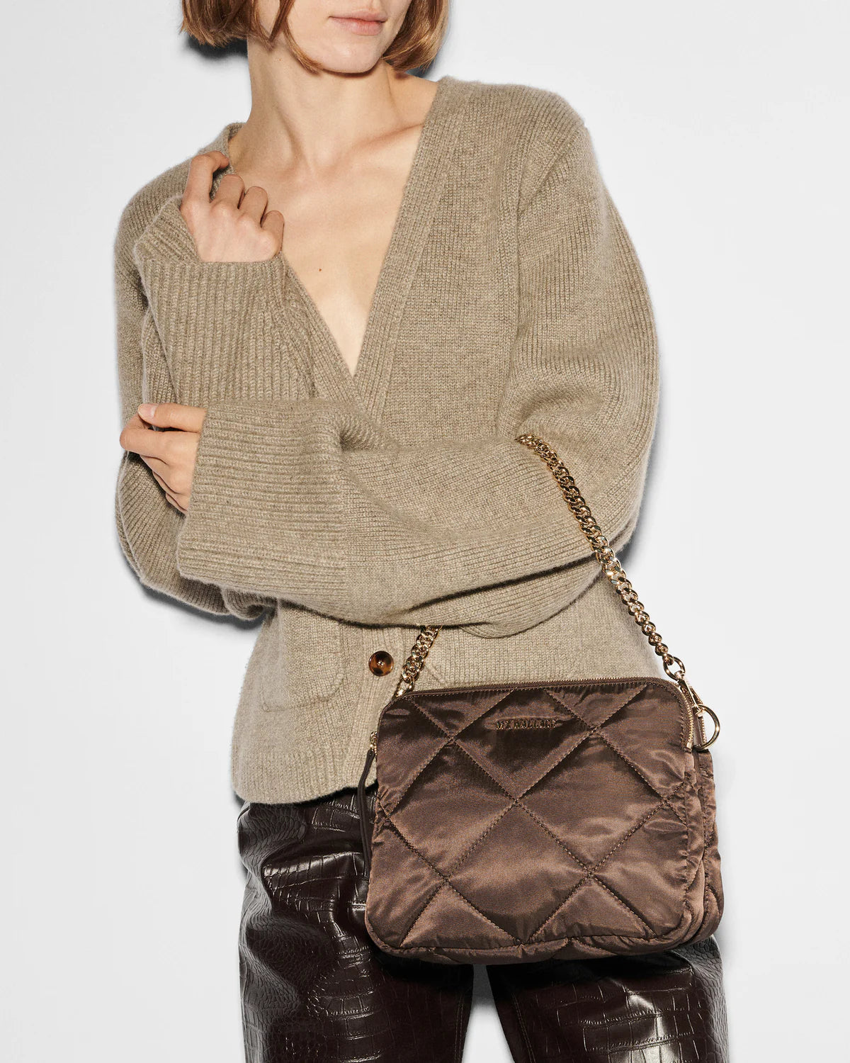 Quilted Madison Crossbody - Walnut