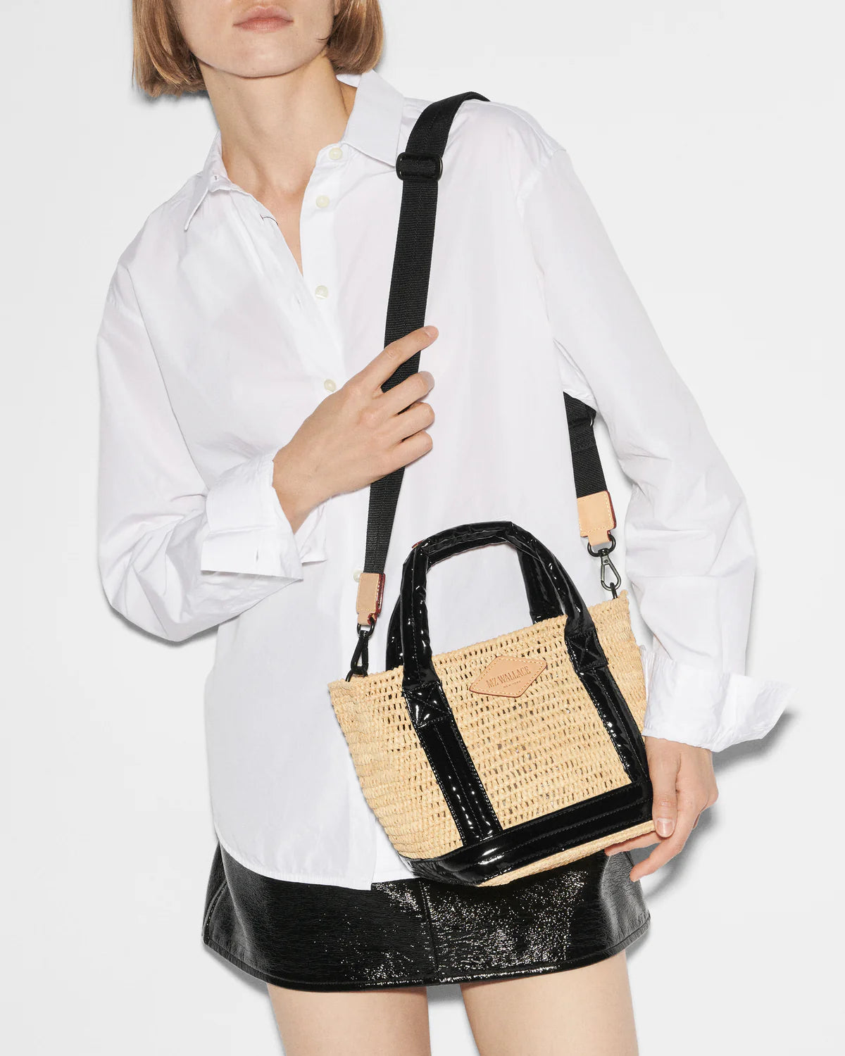 Mini Raffia Tote - Black Lacquer