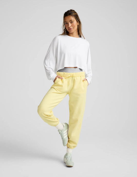Studio Luxe Cropped LS Tee - White