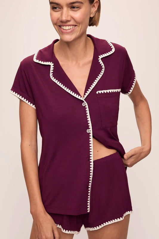 Frida Shortie PJ Set - Plum