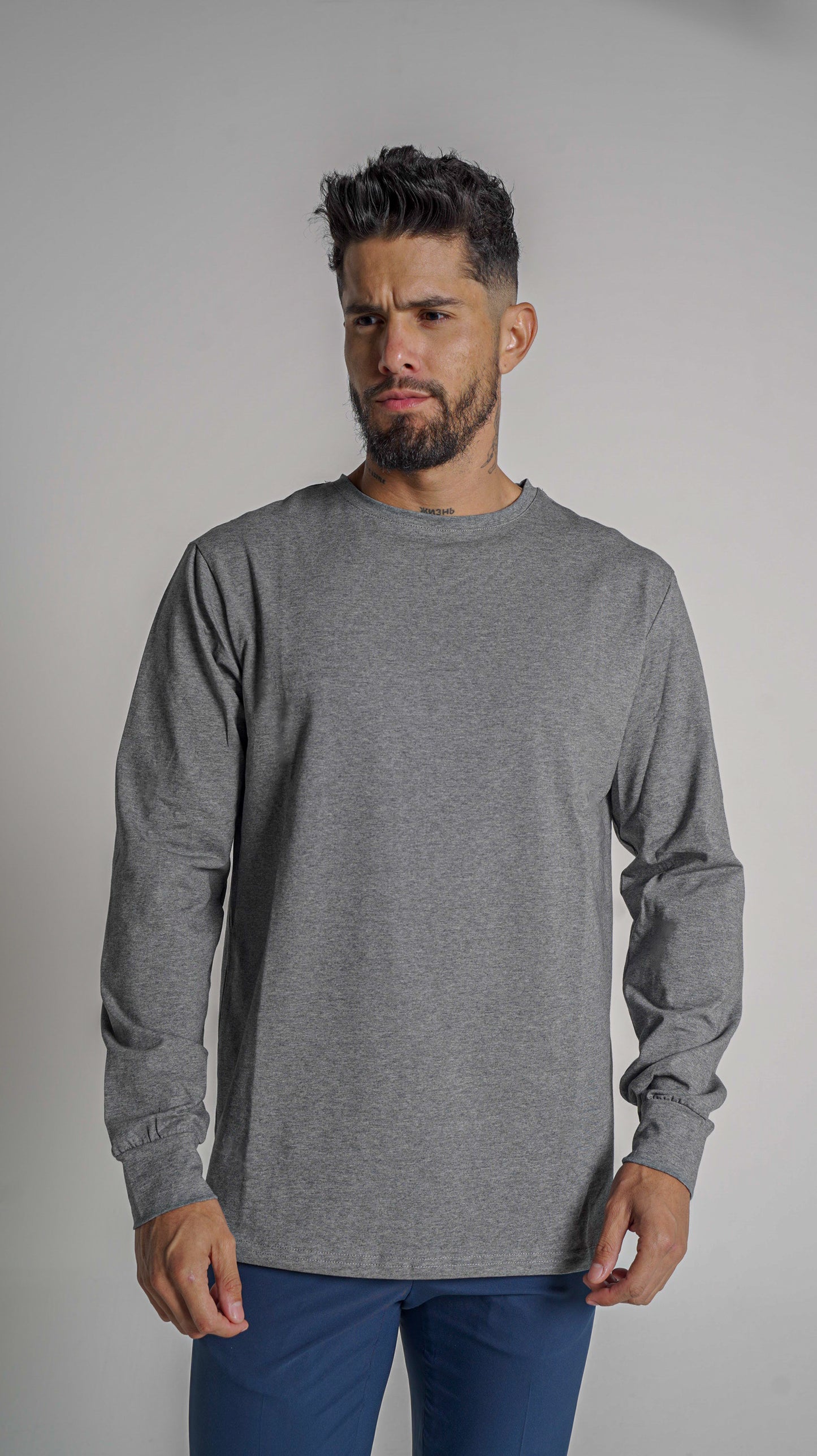 Halo Basic Tee L/S - Dk Grey