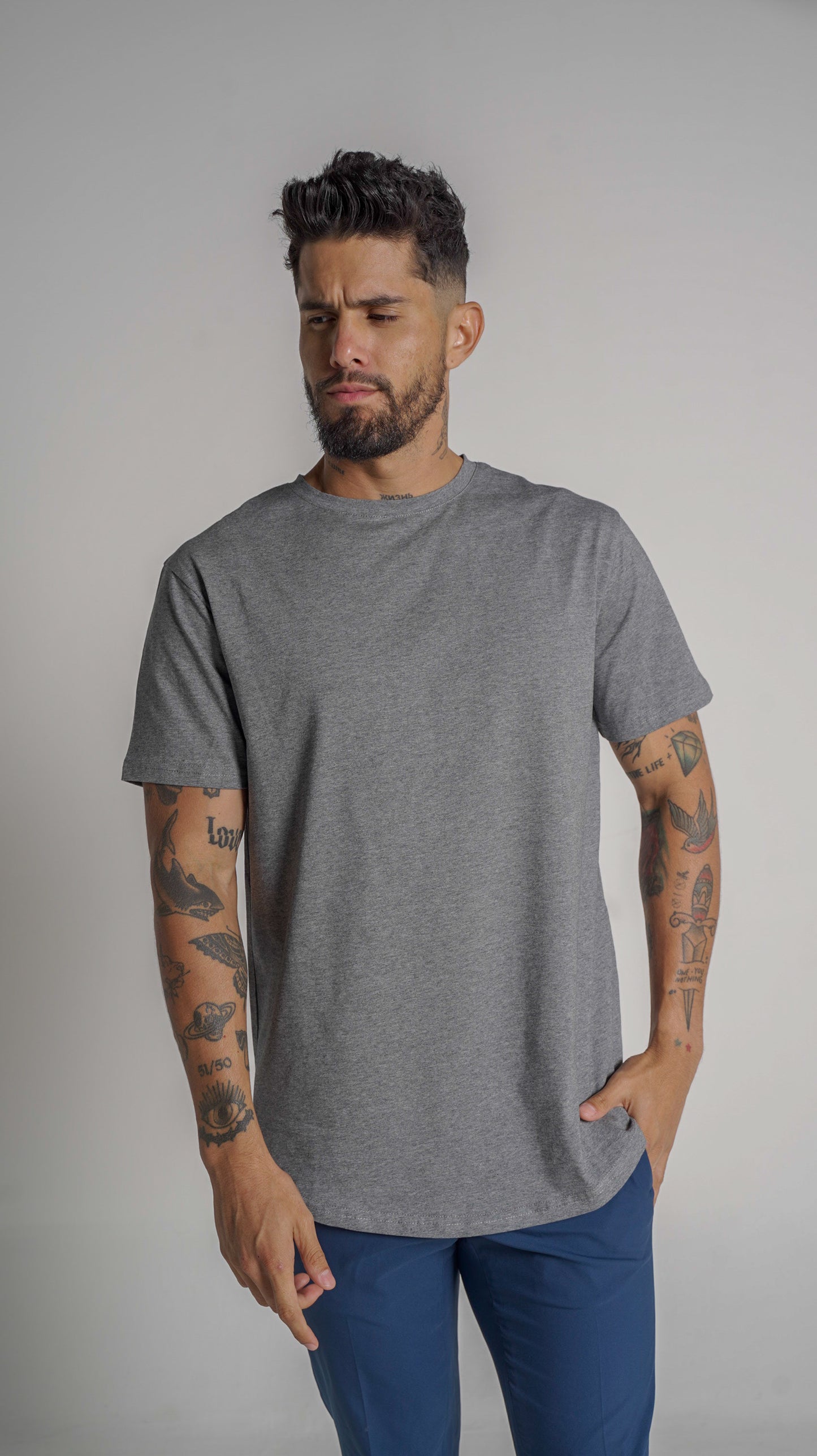 Loft Drop Cut Tee S/S - Dk Grey