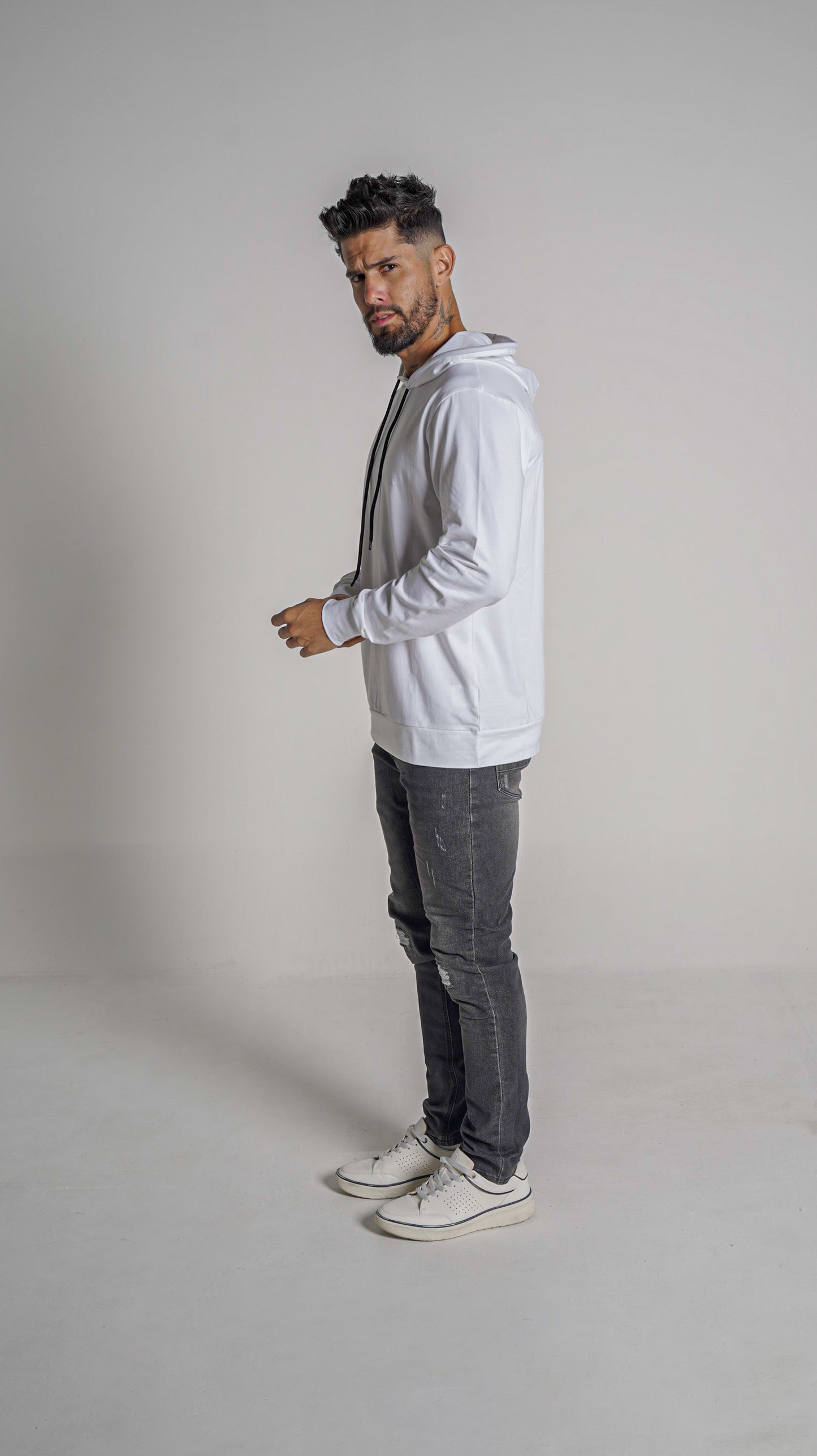 Base Hoodie L/S - White