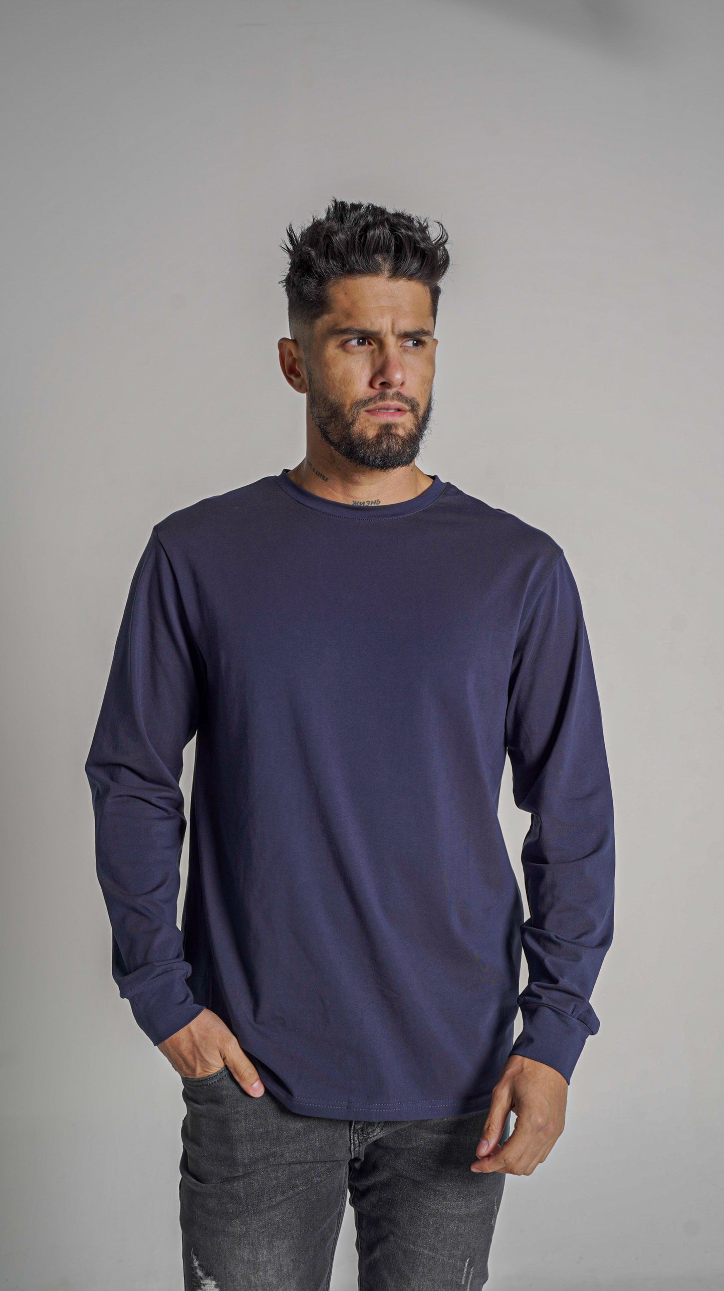 Halo Basic Tee L/S - Navy