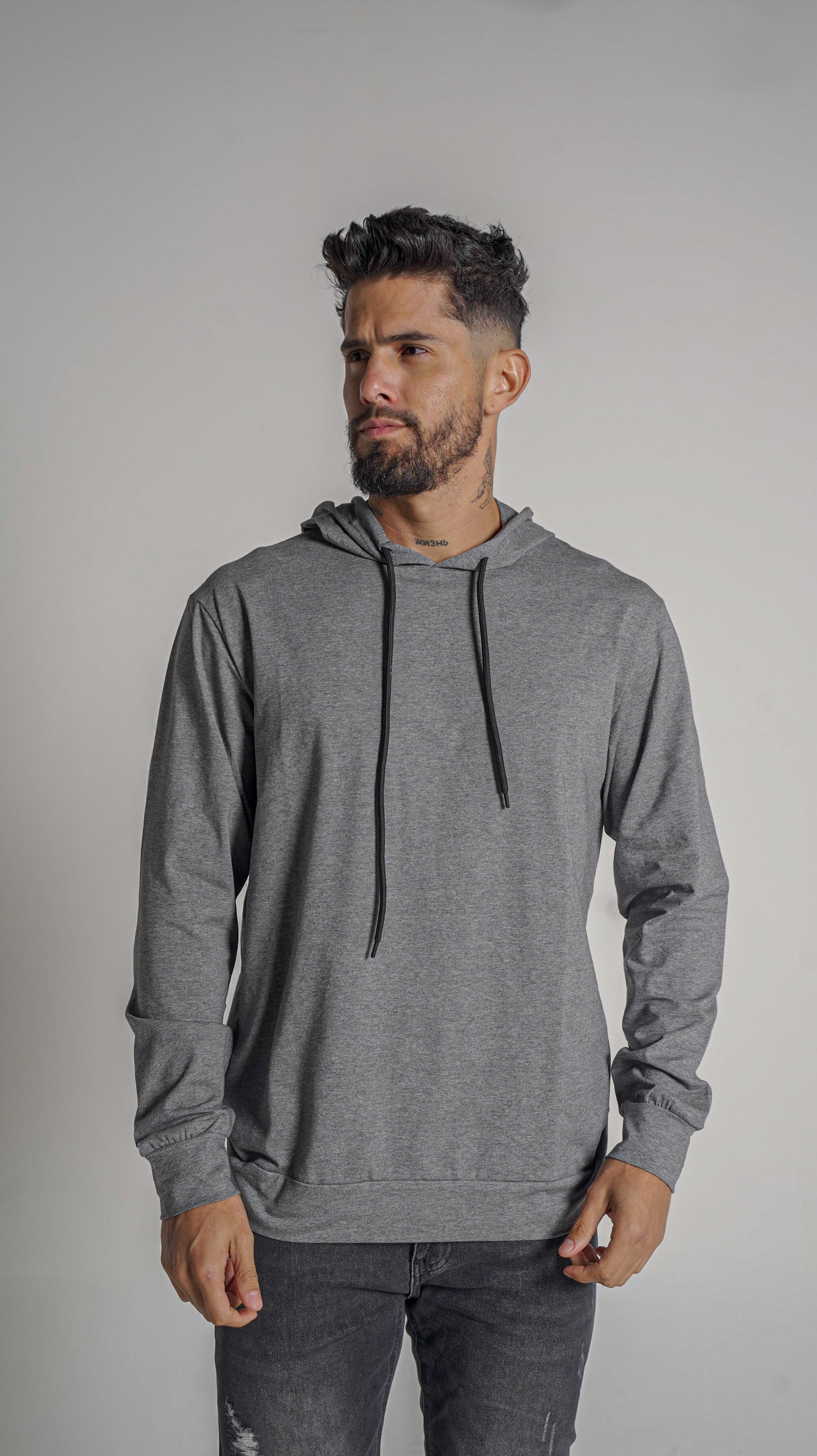 Base Hoodie L/S - Dk Grey