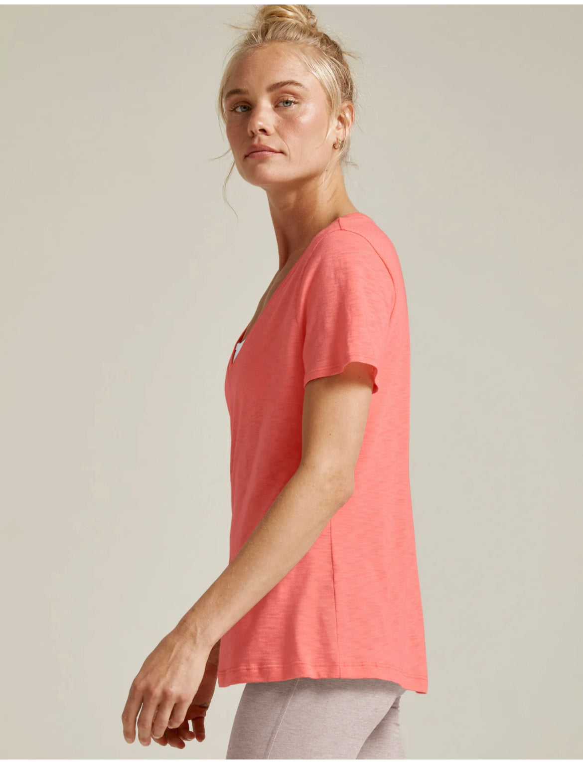 Signature V Neck Tee - Peach