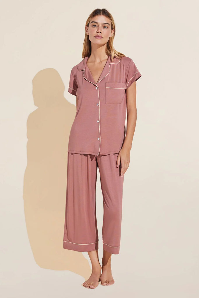 Gisele Short Slv Cropped PJ Set - Old Rose