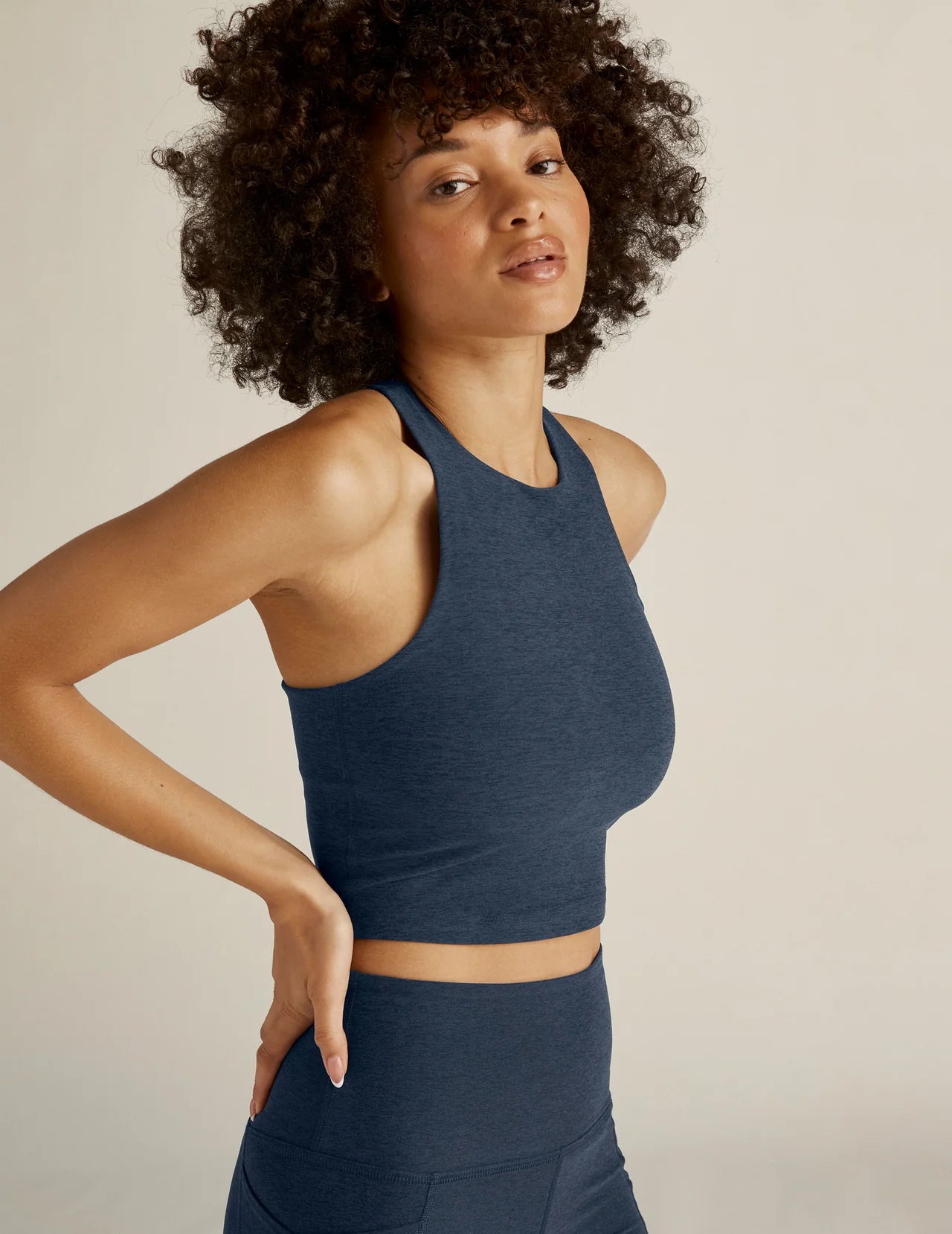 Refocus Cropped Tank - Navy