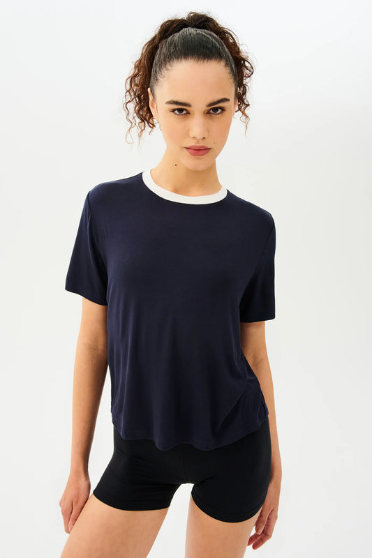 Djuna Jersey Tee - Indigo/White