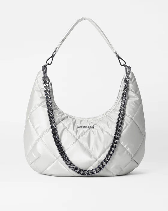 Quilted Bowery Shoulder Bag - Oyster Metallic