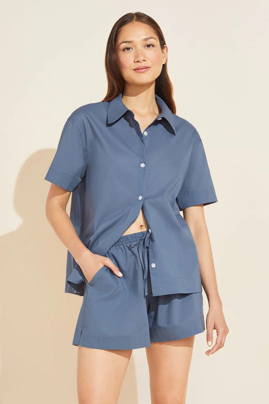 Cotton Short PJ Set - Coastal Blue