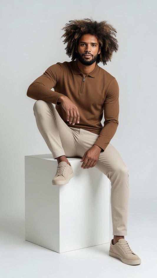 Thrive APEX L/S Polo - Coffee