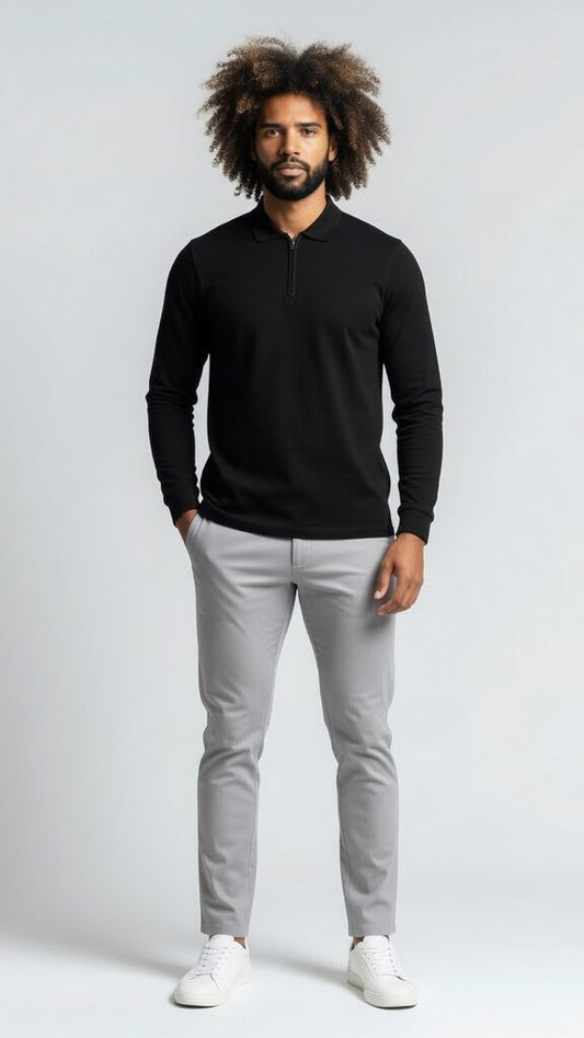 Thrive APEX L/S Polo - Black