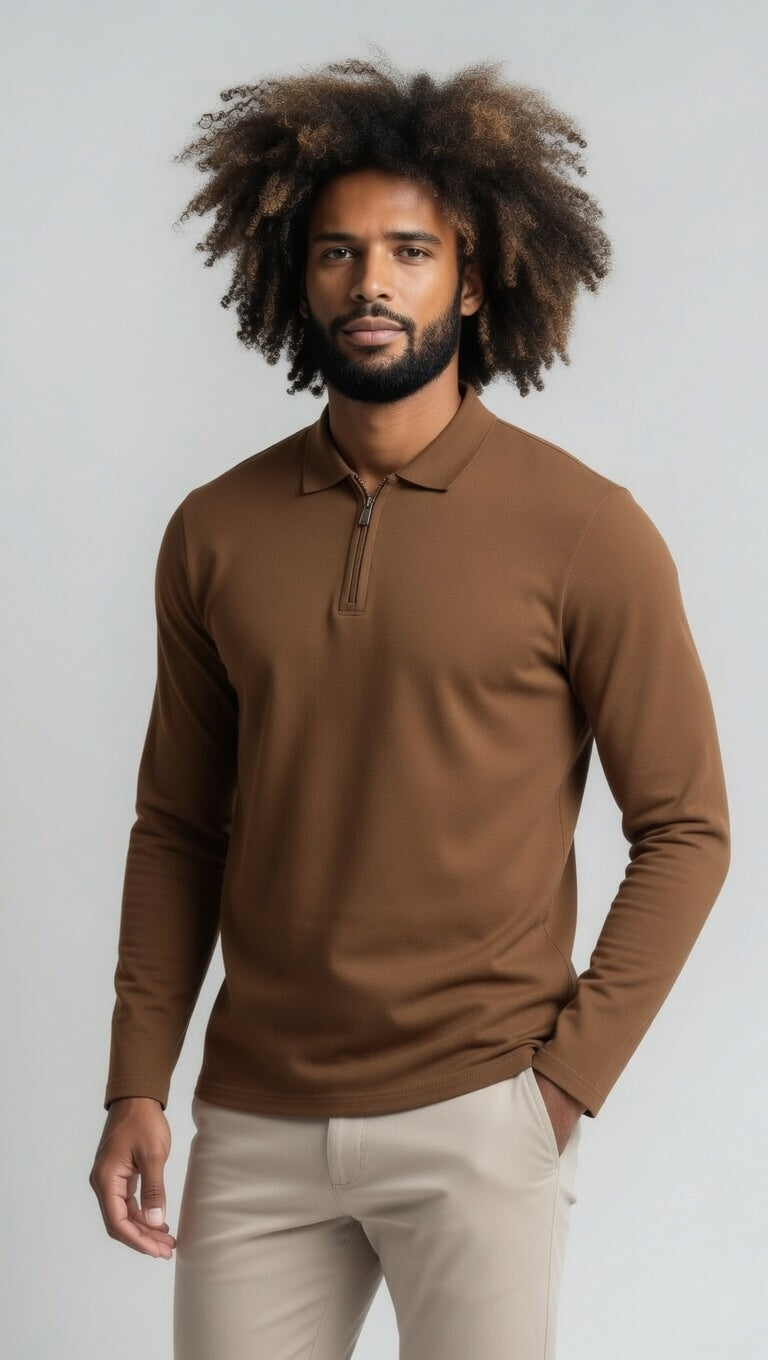 Thrive APEX L/S Polo - Coffee