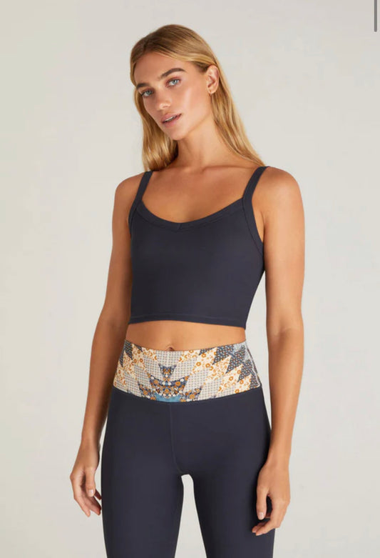 Rib Cropped Tank - Deep Navy