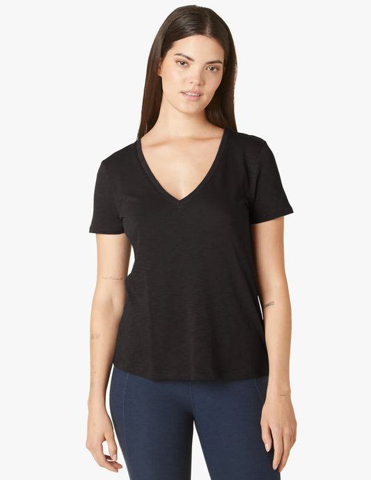 Signature V Neck Tee - Black